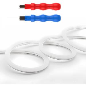 JARBIH Separated Neon Flexible LED Light Strip Cover, 16.4ft 6mm Wear Free DIY Bendable Silicone Diffuser Cover with 2 Pcs Cutter and Same Color Lamp Belt, for Bar Car Outdoor Home DIY Decor(White)