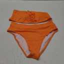 Pink Queen Women's Ribbed High Waisted Bikini Set Removable Strap Bandeau Swimsuit (X-Large, 01 - Light Orange Ribbed Fabric)