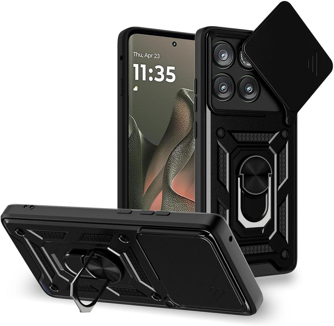 for Motorola Edge-2025 Case Sliding Camera Cover and Multi Angle Stand for Moto Edge 2025 Case,Black