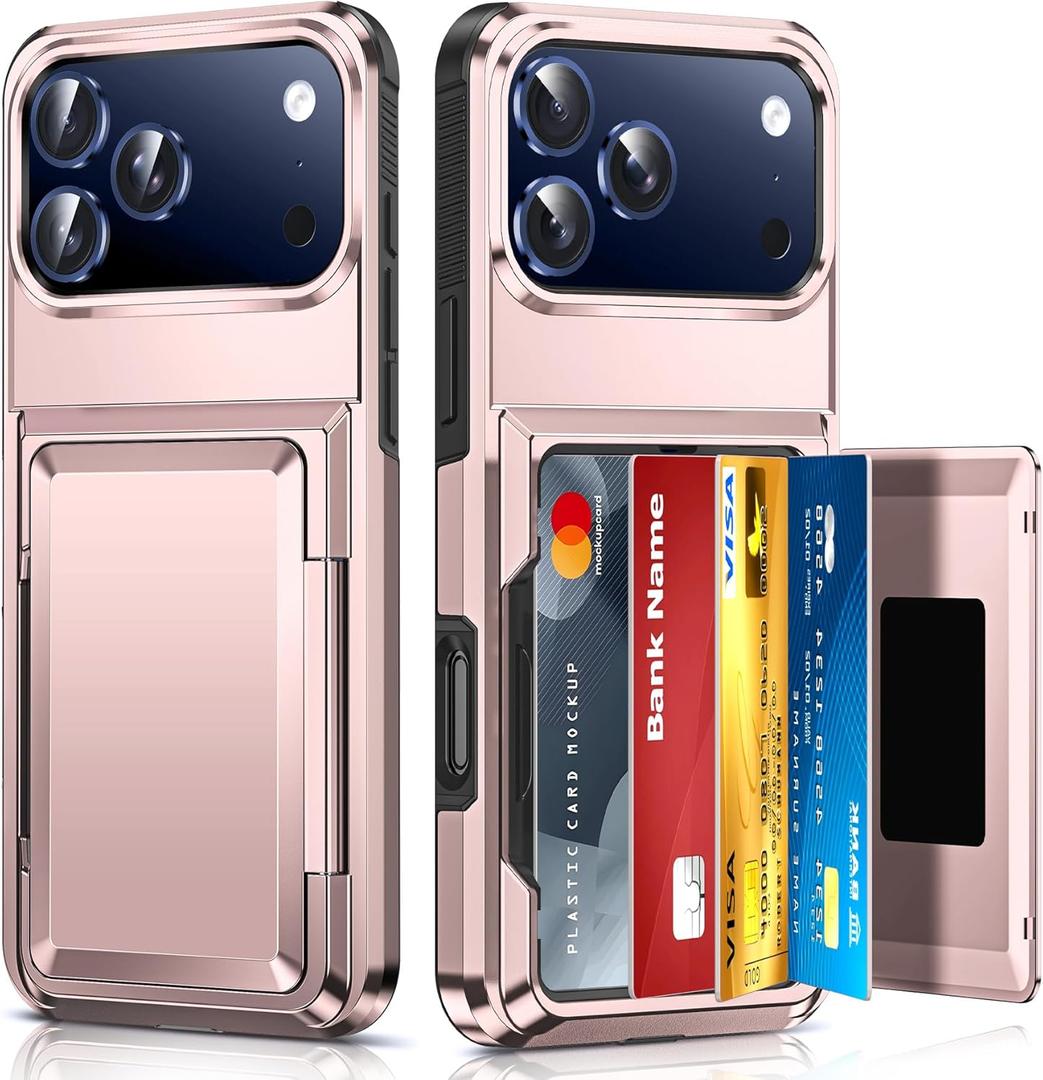 LeYi for iPhone-17-Pro-Max Case Wallet, Card Holder Rose Gold for i Phone 17Pro Max Cases with Credit Card Slot Military Grade Protective Women Men Funda para Cover for iPhone17 ProMax, Rose Gold