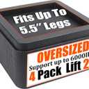 Bed Risers 2 inch, Oversized Fits 5.5in Legs, Heavy Duty 6000lbs, Stackable 4/6 Inch Bed Raising Blocks Furniture Riser for College Dorm, Couches, Tables, Desks, Platform (Black)