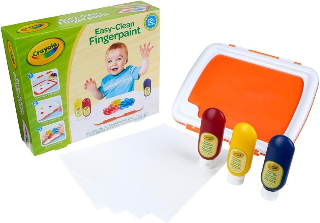 Crayola Mess Free Finger Painting Station – Washable Finger Paint for Toddlers, Essential Easter Basket Stuffers, Spring Arts & Crafts Set, Sensory Activity, Travel Toy, Ages 1+