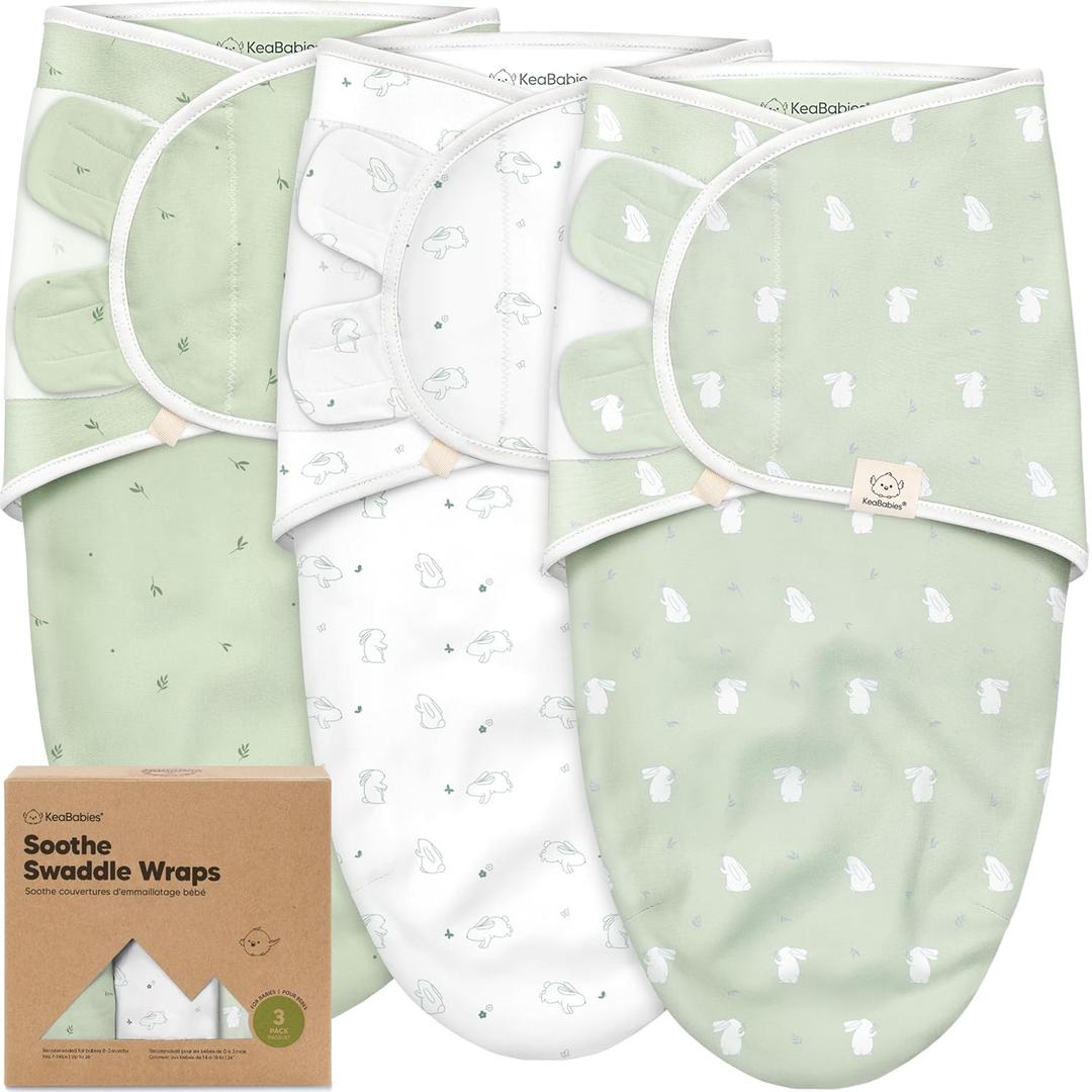 3Pack Organic Baby Swaddle Sleep Sacks  Swaddles for Newborns, Infant 03 Months, Baby Girls, Boys, Soft & Snug Newborn Sleep Sack, Nursery Swaddling Blankets (Bunnies, OS)