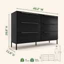 tinge Lira Premium 6-Drawer Fabric Dresser - Engineered Wood Frame, Reinforced Sag-Resistant Drawers, Elegant Metal Handles, Luxury Home Storage Solution (Black), 11.8"D x 46.2"W x 28.8"H
