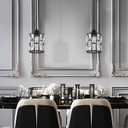 3 Pack 1 Light 5.3" Crystal Hanging Kitchen Island Pendant Light Black Finish,Concise Pendant Fixture Crystal Plate Metal Shade for Bar,Dining Room,Living Room Over Sink