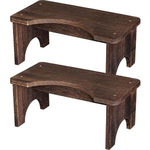 AZEN 2 Pack Wood Toilet Stool Squat Adult, Poop Stool for Bathroom Adults, Portable Toilet Potty Stools for Adults, 7 Inch Height (Black)