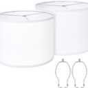 Lamp Shades Set of 2, Drum Lampshades 13" Top x 13" Bottom x 10" High with Spider Fitter, Large Replacement Lamp Shades for Table Lamps, Floor Lamps, Easy Assembly Required (2, White)