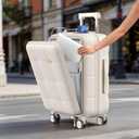 MGB Hard Shell Carry on Luggage with Front Compartment, 20 Inch, Cream