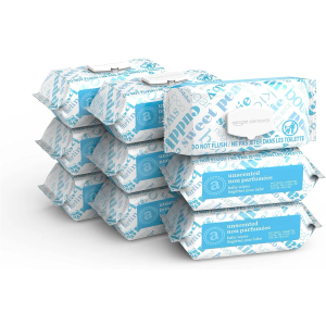 Amazon Elements Baby Wipes, Unscented, Hypoallergenic, Alcohol-Free, With Aloe and Vitamin E, 810 Count, Flip-Top 9 Packs