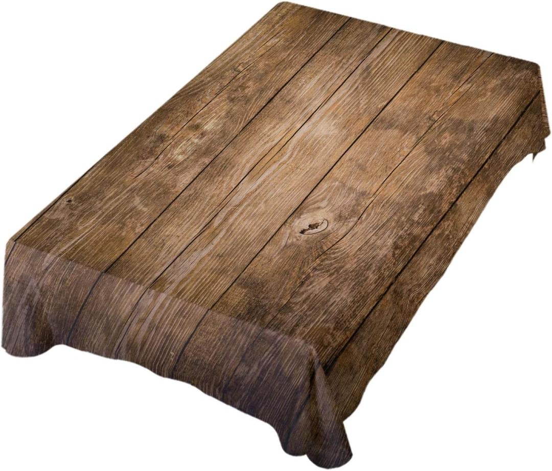 Table Decoration for Party Rustic Wood Planks Retro Grain Rectangle Table Cloth Polyester Tablecloth Square Table 60 Inch for Dinner Table Decor