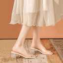 PIZZ ANNU Women's Square Open Toe Heels Sandals Low Block Chunky Heeled Sandal Slip on Mules Comfortable Casual Dress Pumps Shoes, Size 6