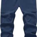 WaltZon Boy's Cargo Joggers Pants Youth Quick Dry Hiking Pull-On Lightweight Pants for Sports Outdoor with Zipper Pockets(Blue 10)