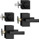 2 Pack Matt Black Exterior Door Lock Setl, Front Door Handle with Deadbolt Lock, Heavy Duty Entry Door Handlset