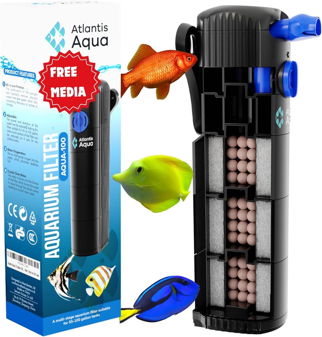 55 Gallon Fish Tank Filter to 100 Gallon Fish Tank Filter | Silent Fish Tank Filter | Large Fish Tank Filter | Submersible Aquarium Filter, 75 Gallon Fish Tank Filter, In Tank Aquarium Filter