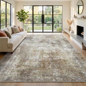 8x10 Area Rugs for Living Room Washable Rug Modern Abstract Large Soft Non Slip Stain Resistant Carpet for Bedroom Dining Room Home Office Beige Brown