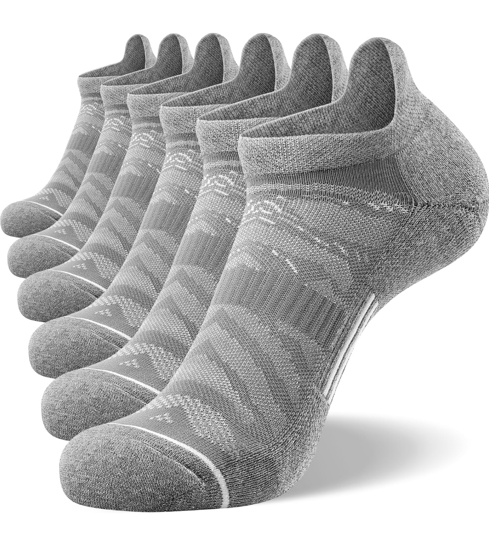 FITRELL Men's 6 Pack Ankle Running Socks Low Cut Cushioned Athletic Sports Socks 7-9/9-12/12-15
