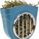 Small Animal Hay Feeder, Chew-Proof ABS Body, 304 Stainless Steel Grid Timothy Alfalfa Rack for Rabbit Bunny Guinea Pig Chinchilla Cage Hutch Crate (68oz, Blue)