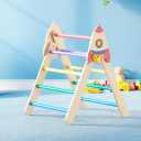 Pikler Climbing Triangle,  Kids Climbing Toy for Toddlers 1-3 Inside, Montessori Toddler Climbing Toy Indoor, Large Wooden Pikler Triangle Climbing Toy Baby Playground for Children