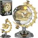 Dinosaur Skull Fossils Globe Building Set,360 Rotatable Globe Display Model with LED Light,STEM Skeleton Model Educational Toy, Gifts for Boys and Girls Ages 14+