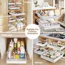 Seinloes 2 Pack Pull Out Cabinet Organizer With Raising Pad for Framed Cabinets,Expandable Width (11"-16") and Depth (17"-24"),3 Slide Rails Slide Out Drawers with Handle,No-Drill Roll Out Shelf,White