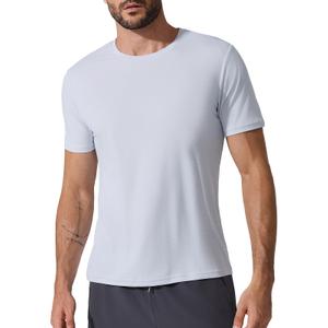 BRXL Workout Shirts for Men Lightweight Moisture Wicking Crewneck Running Athletic T-Shirts Short Sleeve Gym Tops Grey (Black)