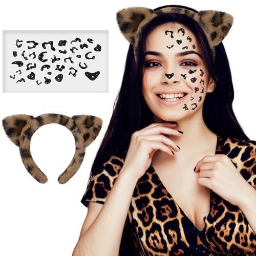 XonyiCos Animal Cheetah Ears Headband, Realistic Leopard Ears for Christmas Party, Cosplay Costume Accessories for Women