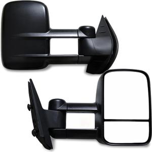 AERDM Towing Mirrors Manual Operated Textured Black Telescoping fit for 2007-2013 Chevy/GMC Silverado/Sierra Exterior Accessories Mirrors