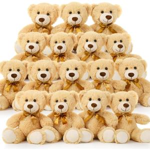 MorisMos Small Teddy Bears Bulk 16 Packs, Teddy Bear Stuffed Animal Bulk 14", Cuddly Soft Teddy Bear for Baby Shower, Birthday Wedding Party, Valentines, Light Brown