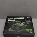 KKV Full-Sized SUV Drying Towel, 48x24 Dual Sided Microfiber Car Cleaning Towel with Twisting Yarn Technique, 1400GSM Super Absorbent, Scratch-Free, Machine Washable (Darkgray-GreenYellow)