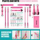 Ayombo Pilates Bar Kit with Resistance Bands, Pilates Workout Equipment for Legs, Hip, Waist, Arm, Squats Exercise Equipment for Home Workouts, Adjustable 3-Section Pilates Bar Kit for Women & Men