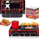 48PCS Movie Night Party Supplies, 24 Snack Tray Boxes & 24 Small Food Trays Disposable Movie Night Snack Trays Popcorn Food Drink Holder for Cinema Movie Birthday Party