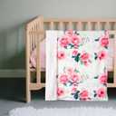 Baby Blanket 30" x 40" Pink Rose,Super Soft Floral Minky Blanket for Boys Girls,Double Layer with Dotted Backing,Crib Receiving Blanket for Nursery/Stroller/Toddler Bed/Carseat