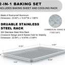 24 Inch Baking Sheet Pans with Rack Set, Natural Aluminum Cookie Sheet, Extra Large Commercial Quality Baking Sheet Pan Set, Warp Resistant Nonstick Thick Cookie Tray Pans for Baking, Roasting