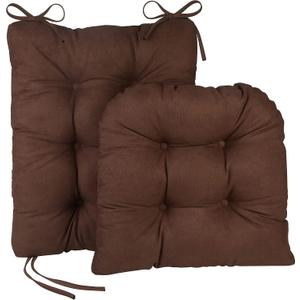 Klear Vu Omega Non-Slip Rocking Chair Cushion Set, Assembled in USA, Thick Padding & Tufted Design, Includes Seat Pad & Back Pillow with Ties, 17x17 Inches, 2-Piece Set, Honeycomb Chocolate