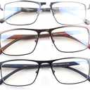 Lcbestbro 3 Pack Blue light Blocking Reading Glasses for Men, Stylish Metal Frame Readers +1.5