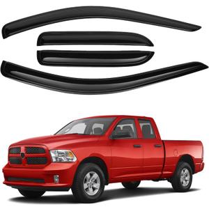 Canvcle Ram Rain Guards - Window Visors for 2002-2008 Dodge Ram 1500/03-09 Ram 2500/3500 Quad Cab,Outside-Mount Tape-On Side Window Wind Deflectors for Ram Accessories,Vent Visors Shades