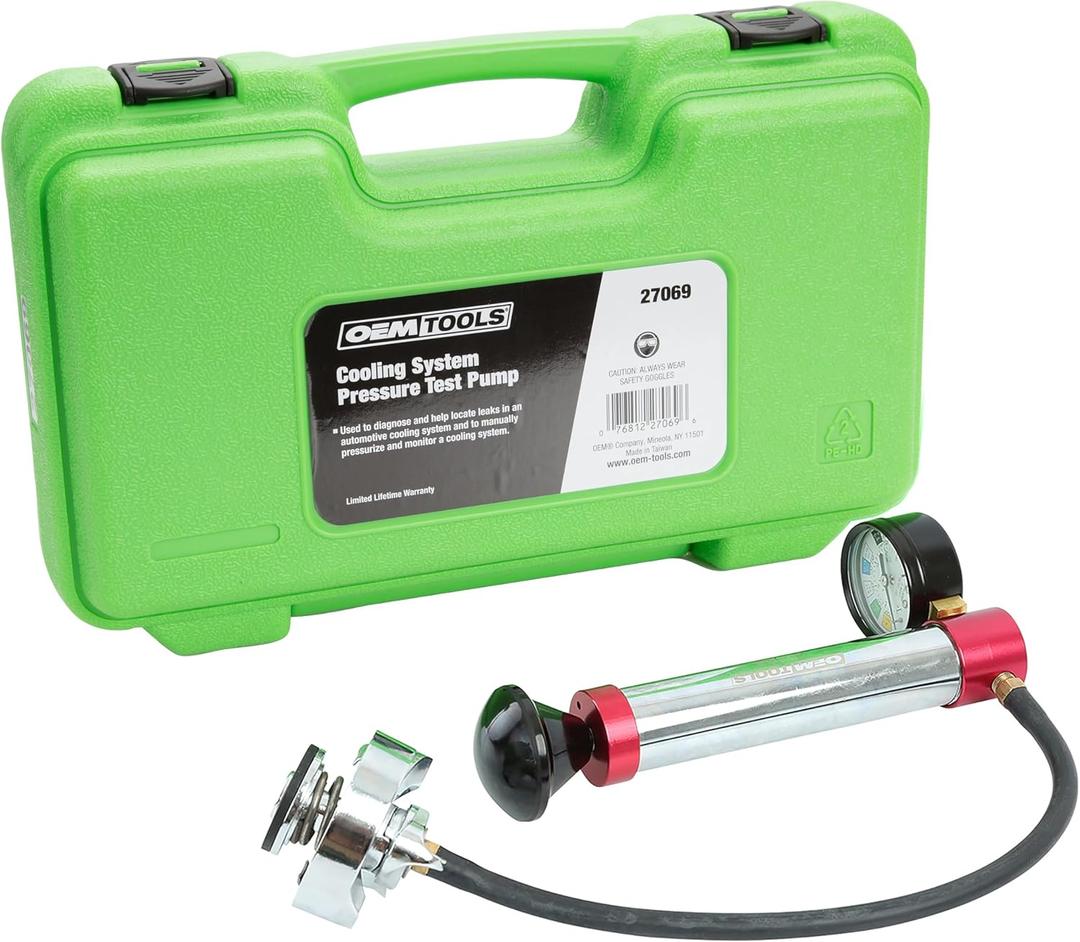 OEMTOOLS 27069 Cooling System Pressure Test Pump, Near Universal Cooling System Pressure Tester, Diagnose and Locate Leaks, Compatible with Most Adapters