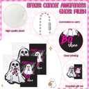 Hotop 30 Sets Breast Cancer Awareness Gifts Ghost Plush Keychains, Halloween Boo with Cards and Bags Pink Ribbons Motivational Gifts for Women Breast Cancer Decoration Party Favor Gift Supplies