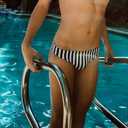 AIMPACT Mens Stripe Swim Briefs Retro Swimwear Sexy Bikini Swimsuit Print Bathing Suit
