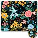 Square Mouse Pad with Coaster, Soft Cute Computer Mouse Mat with Non-Slip Rubber Base, Easy to Slide, Splash Resistant Surface, Personalized Design, Portable, Weeds Flower