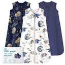 Looxii Baby Sleep Sack 0.5 TOG, 100% Cotton 3 Pack Wearable Blanket Baby Sleep Bag for Newborn Infant, 2-Way Zipper Lightweight Toddler Sleeping Sack 18-24 Months (Blue+space+dinosaurs)