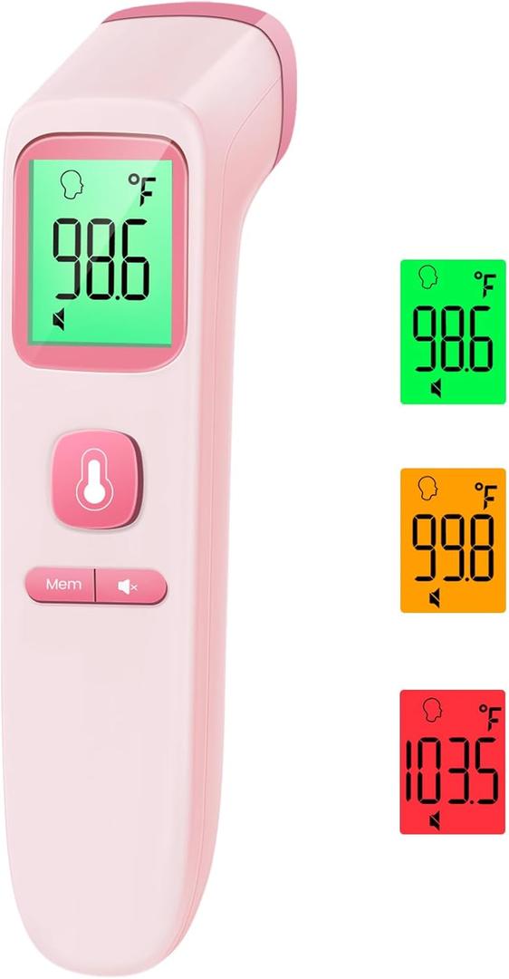 No-Touch Thermometer for Adults and Kids, Digital Accurate Baby Thermometer with Fever Alarm, 1 Second Fast Result, FSA HSA Eligible, Easy to use, 2 in 1 Mode (Pink)