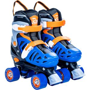 Chicago Skates Glitzy Kids Roller Skates - Adjustable Roller Skates Girls Boys, Light-Up Wheels, Durable Beginner Quad Skates with Front Stopper, Comfortable, Smooth Rolling, Indoor Outdoor, Age 3+ (Blue/Black/Orange, Small)