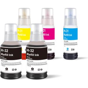 31 32XL Refill Ink Set Replacement for HP 32XL 31 Ink Bottle Used for HP Smart Tank 5000 7301 7001 6001 7602 5101 5102 5103 Plus 551 651 455 457 450 Printers Black Color, 5-Pack