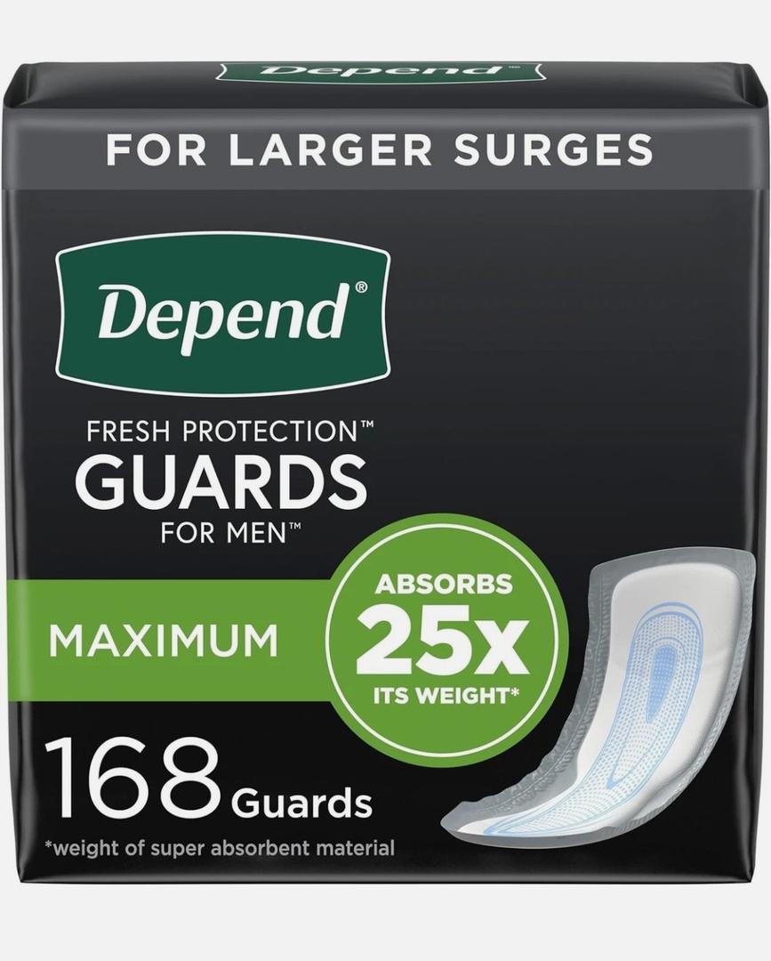 Depend Men's Incontinence Guards - Maximum Absorbency - 168 Count Depend Men's Incontinence Guards - Maximum Absorbency - 168 Count