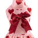 CuteBone Turtleneck Dog Velvet Dress Puppy Skirt Costume Pet Clothes Cat Apparel with Bow Hair Rope for Small Dogs CVD02XXS (Crimson love)