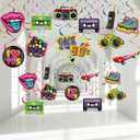 30pcs Swirls Hanging Birthday Party Decor - 90s Theme Hip Hop Retro Rock Hippie Party Ceiling Decor
