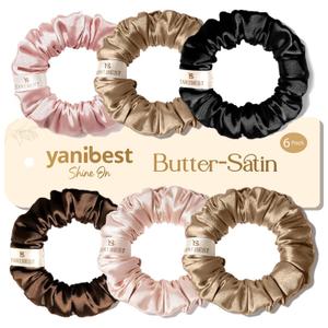 Yanibest Satin Scrunchies for Women, Hair Ties No Damage for Girls, Silk Ponytail Holders 6pcs Headwear