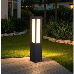 Solar Landscape Path Lights, 31.5" Modern Bollard Lighting 3000K LED Pathway Driveway Outdoor Light Fixture Waterproof Floor Lamp Aluminum Walkway Lantern for Outside Patio Garden Lawn Decoration