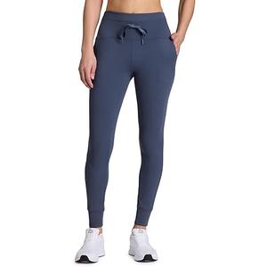 Avalanche Women's Drawstring Waist Legging Ribbed Trim Gym Hiking Legging Fitted Jogger with Pockets Dark Indigo Chunky Rib, Blue Small